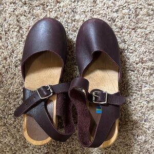 MIA Wine Colored Leather Clogs